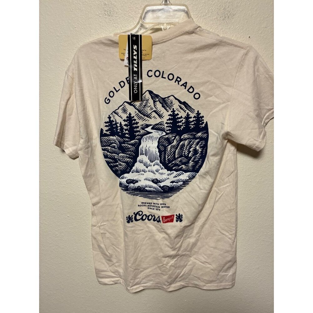 NWT Coors Beer T-Shirt Short Sleeve Tee Casual Ivory Men's Size Small